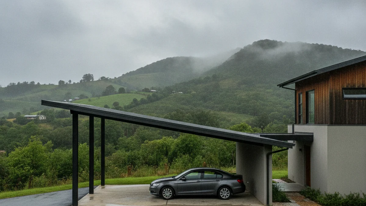 Cantilever carport with no front posts and a clear open front at a modern Pietermaritzburg home